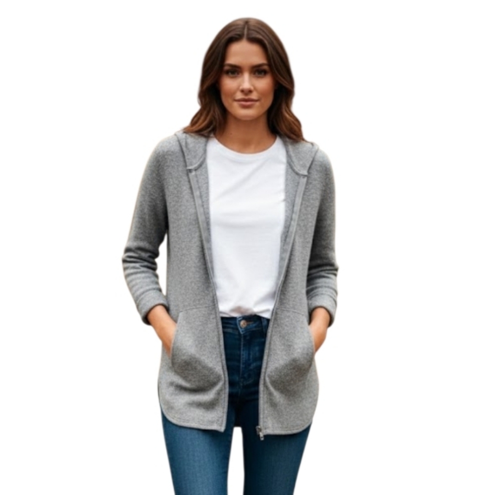 Neiman Marcus 100% Cashmere Gray Hoodie Sweater‎ Size Small
